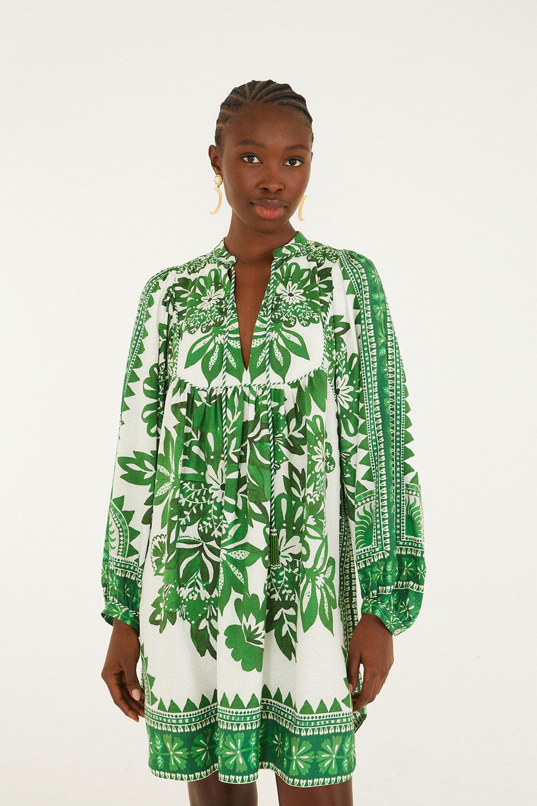Green Flora Tapestry Lenzing™ Ecovero™ Euroflax™ Mini Dress | FARM Rio