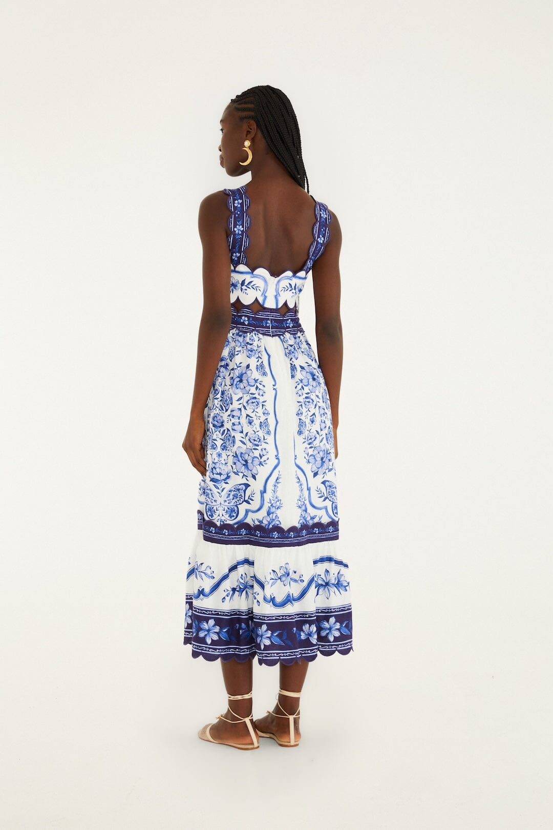 FARM Rio Off-White Porcelain Garden Cut-Out Lenzing Ecovero Euroflax Midi Dress, Porcelain Garden Off-White / M FARM Rio Off-White Porcelain Garden Cut-Out Lenzing Ecovero Euroflax Midi Dress, Porcelain Garden Off-White / M