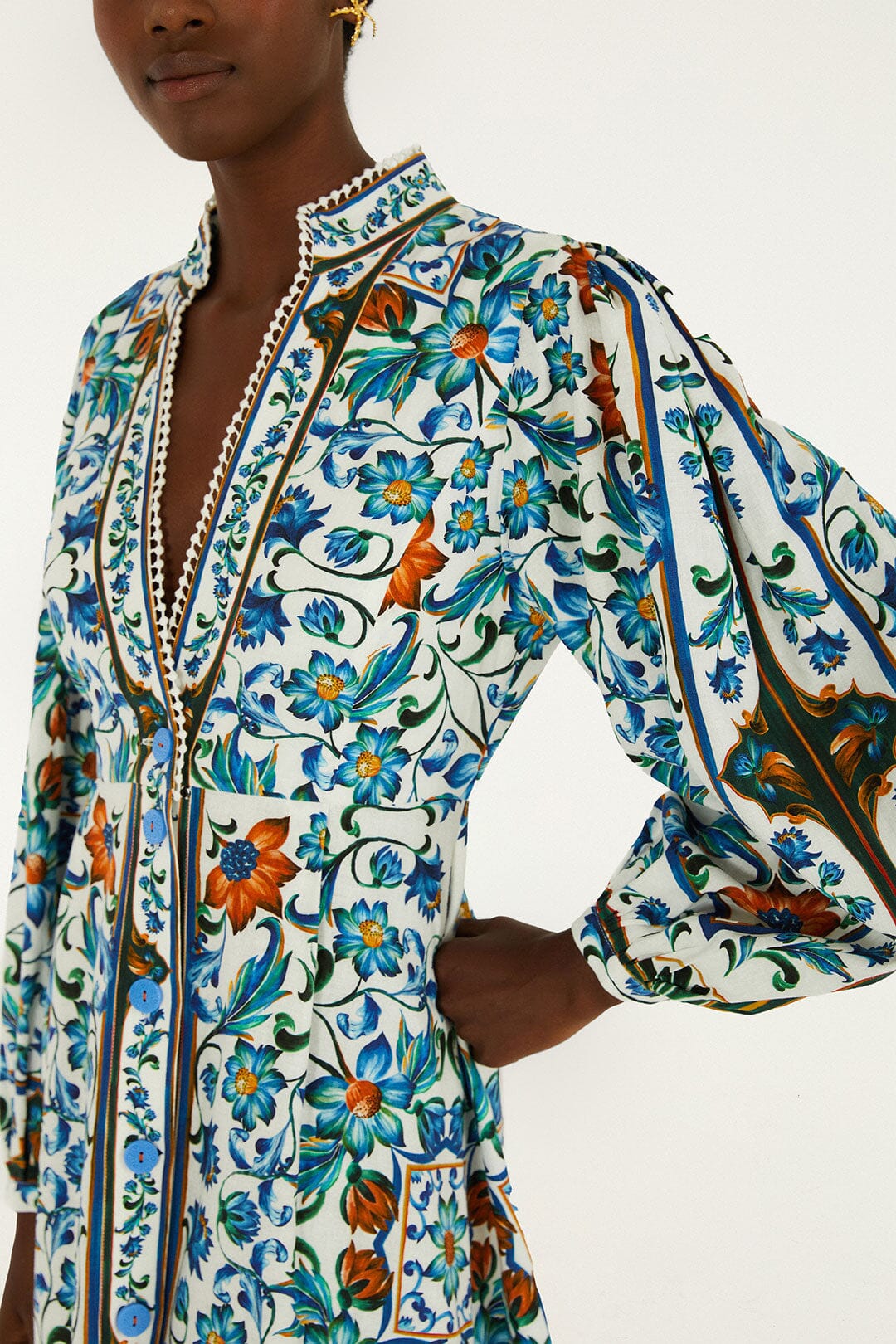 Off-White Flora Tile Lenzing Ecovero Euroflax Maxi Dress