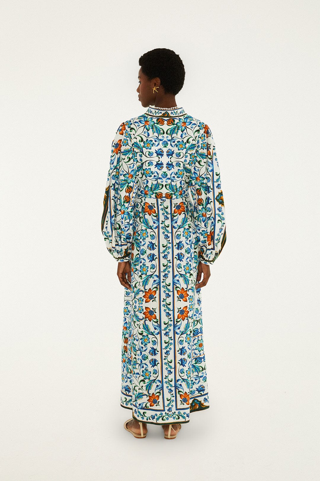 Flora CoreロンTSサイズ Off-White Flora Tile Lenzing™ Ecovero™ Euroflax™ Maxi Dress | FARM Rio