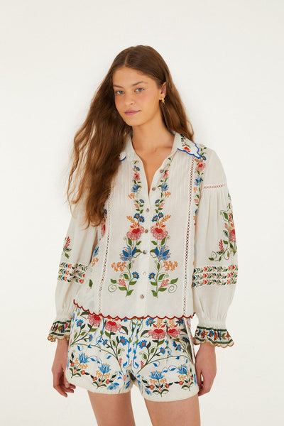 Off-White Stitched Garden Blouse | FARM Rio