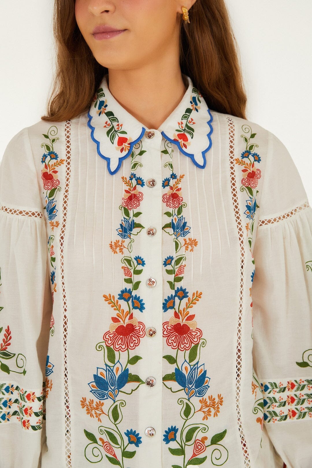 Off-White Stitched Garden Blouse | FARM Rio Off-White Stitched Garden Blouse | FARM Rio