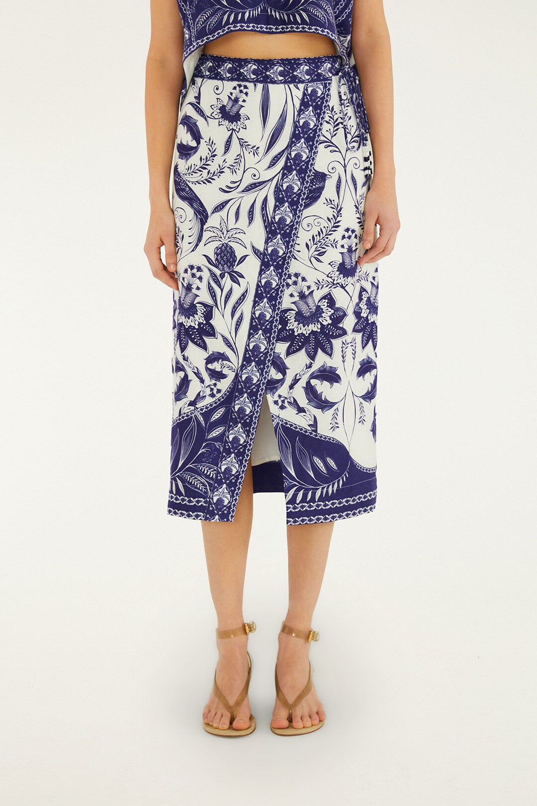 Off-White Nina Lenzing Ecovero Euroflax Wrap Midi Skirt