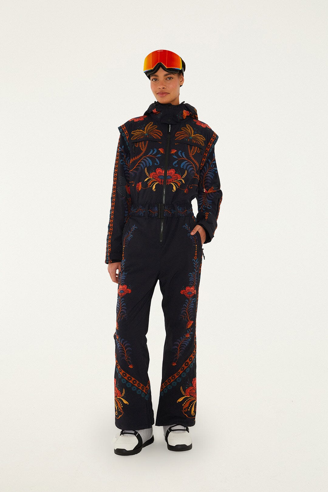 Black Macaw Hooded Belted Ski Jumpsuit