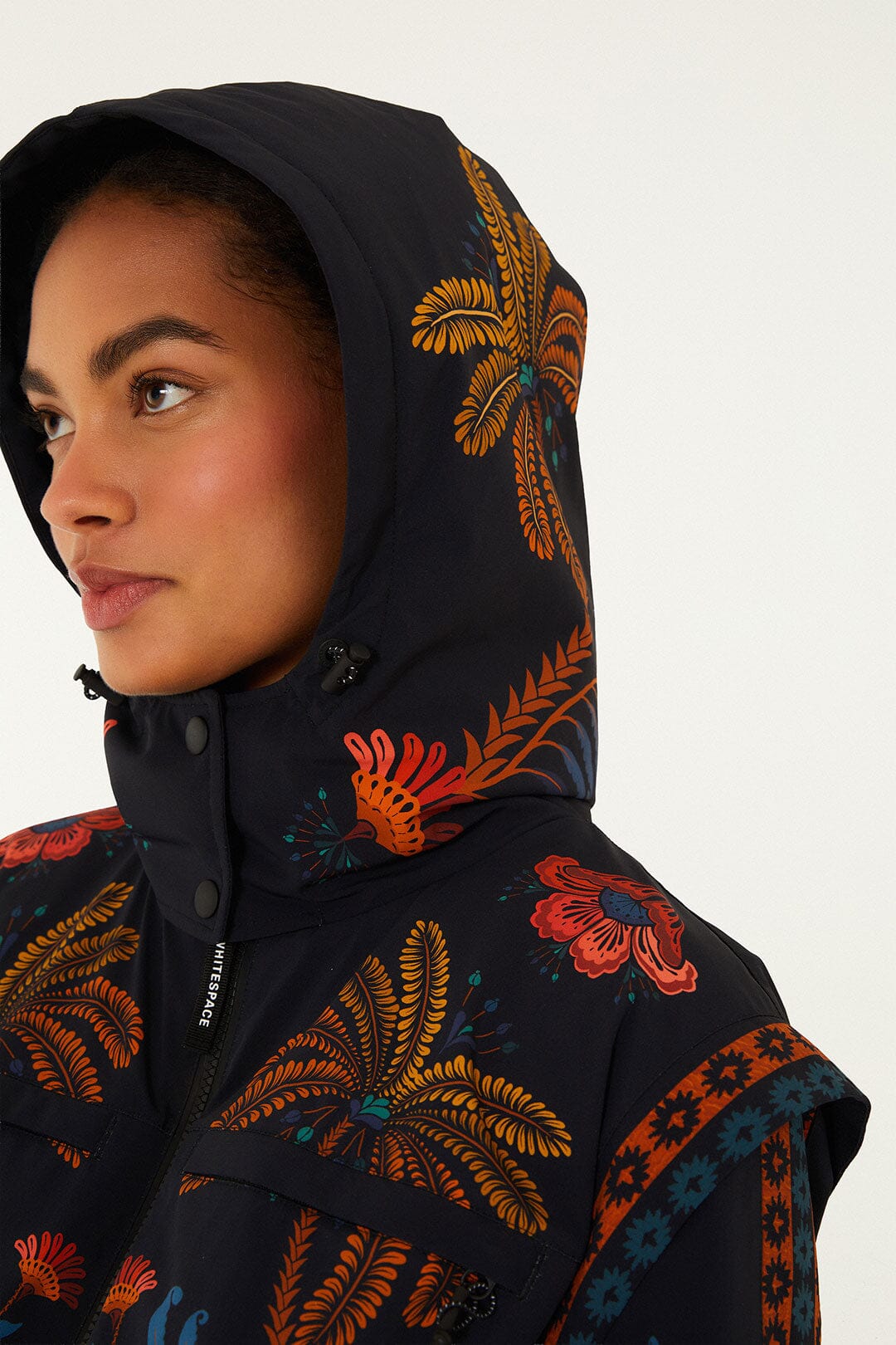 Black Macaw Hooded Belted Ski Jumpsuit