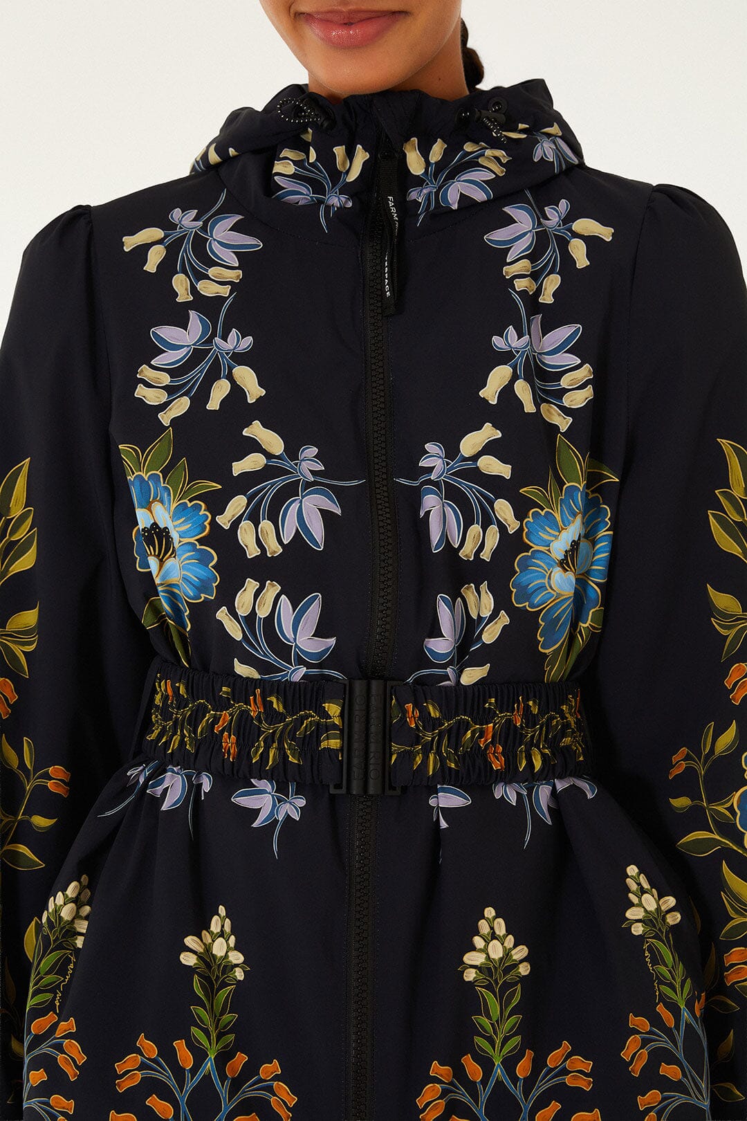 Black Winter Garden Hooded Belted Puffer Ski Jacket