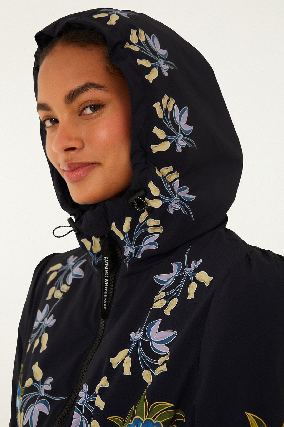 Black Winter Garden Hooded Belted Puffer Ski Jacket