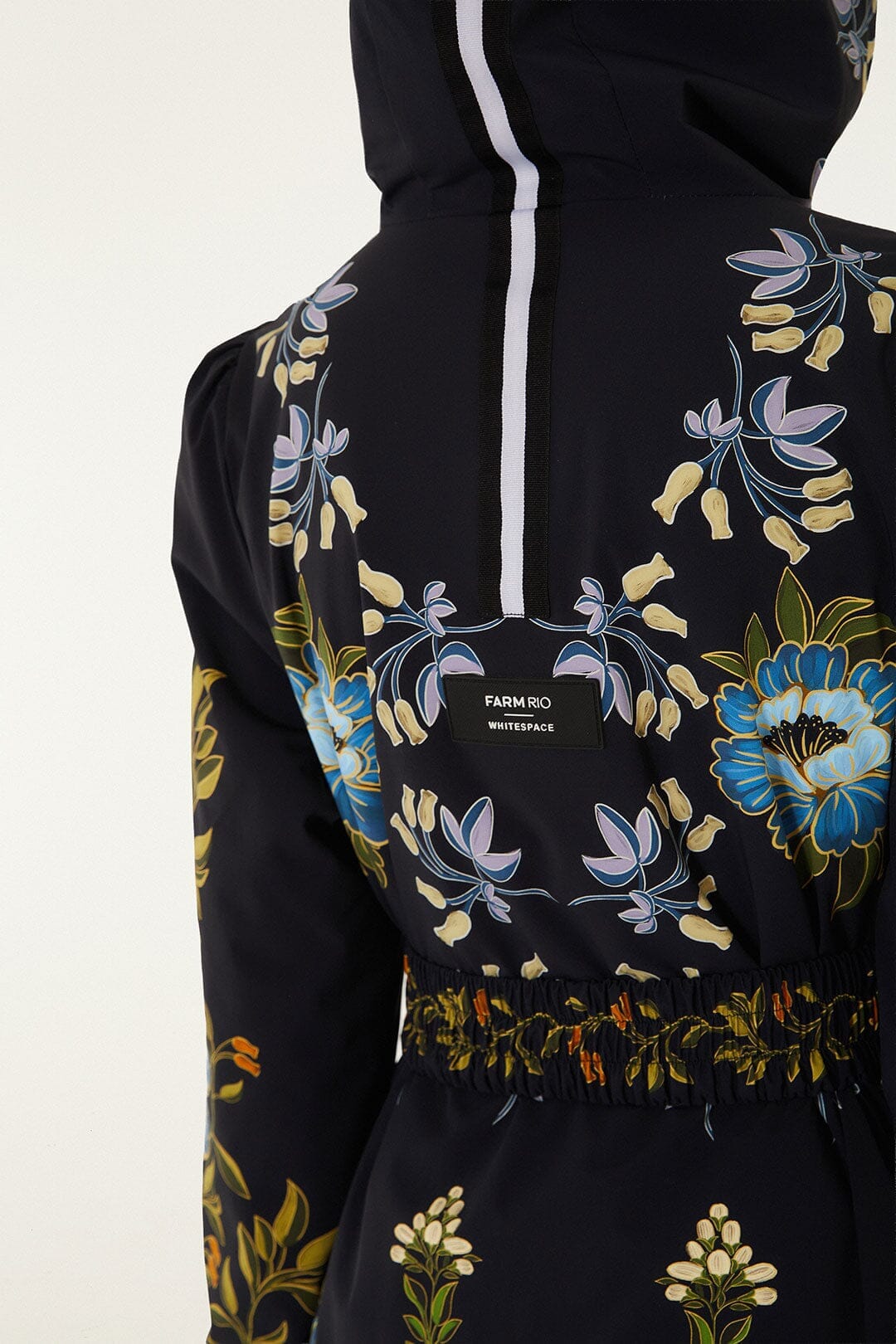 Black Winter Garden Hooded Belted Puffer Ski Jacket