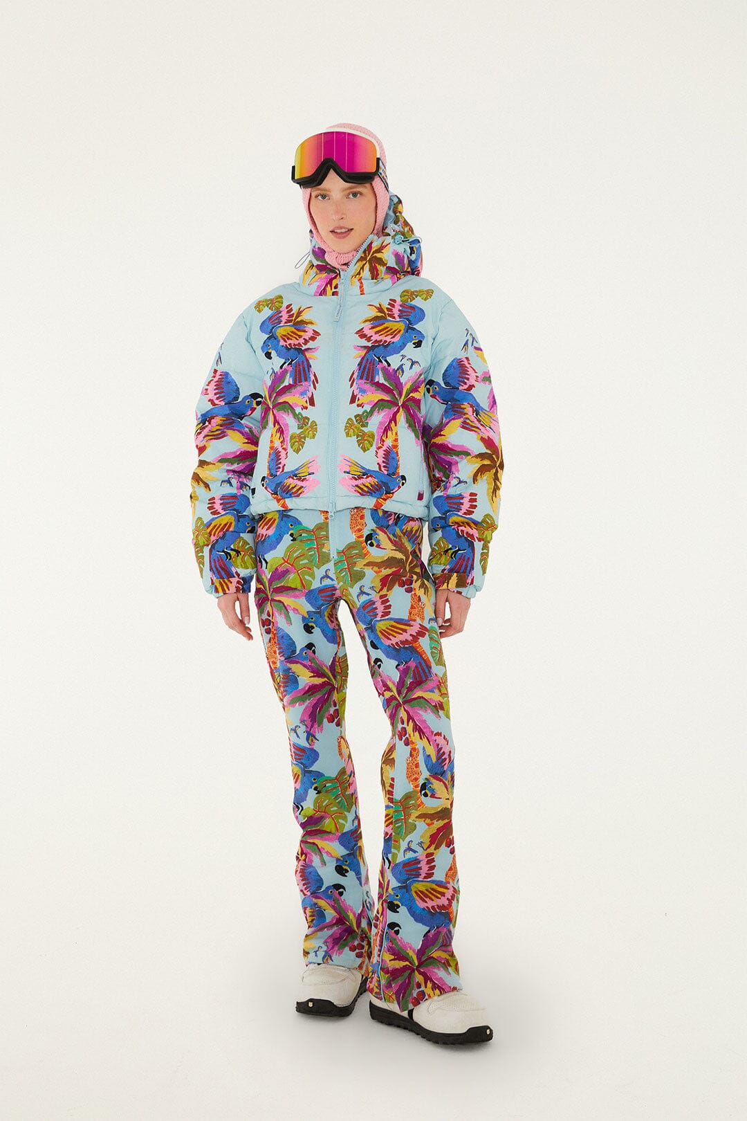 Blue Macaw Suspenders Ski Pants