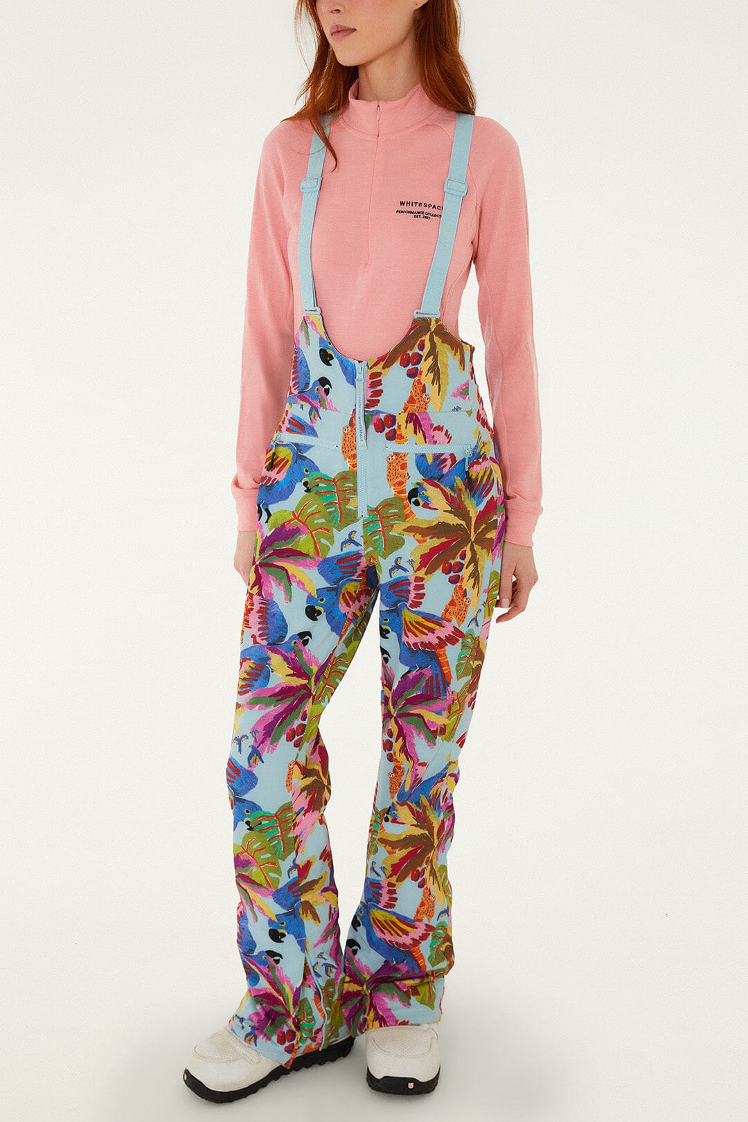 Blue Macaw Suspenders Ski Pants