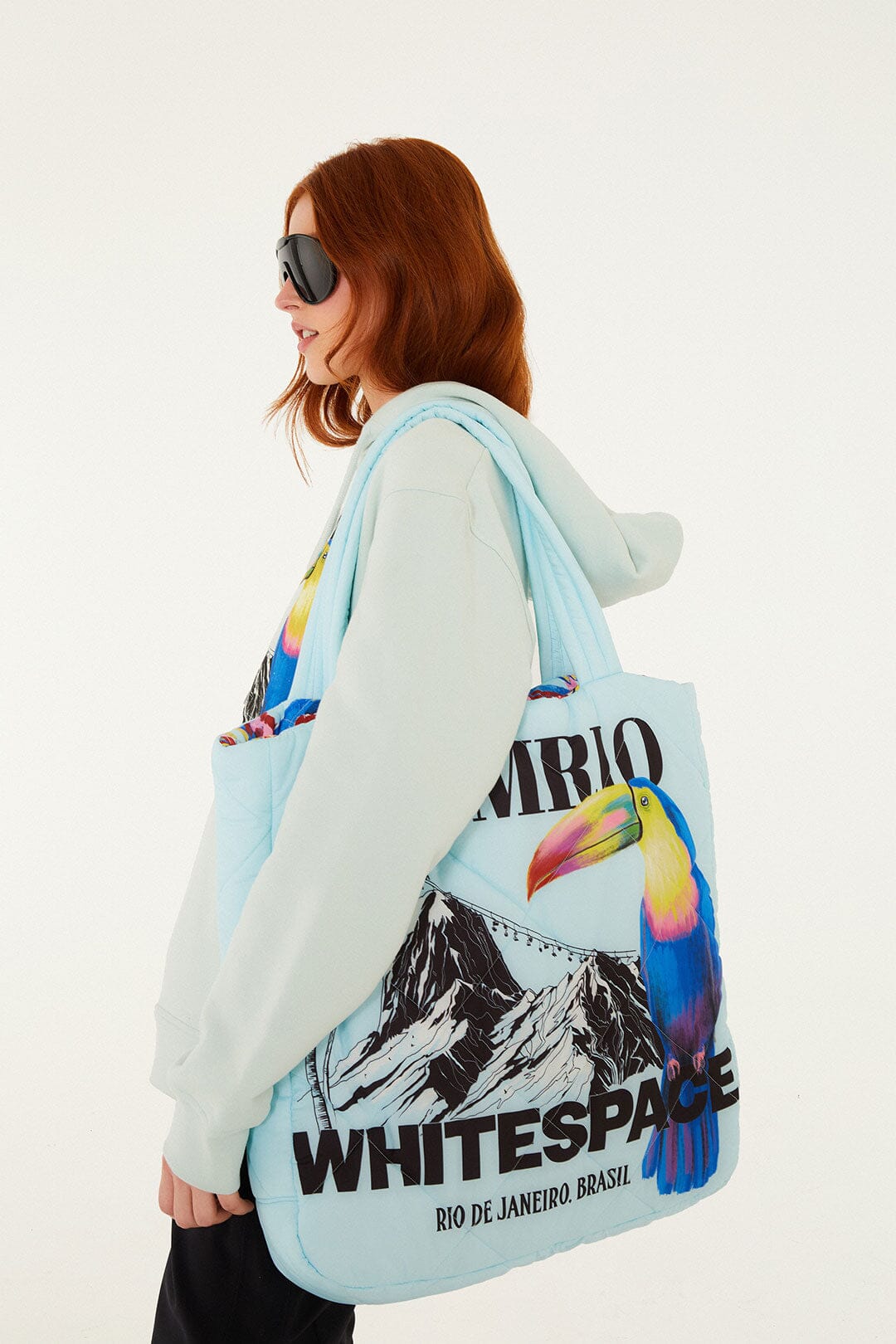 Blue Toucan Puffer Tote Bag