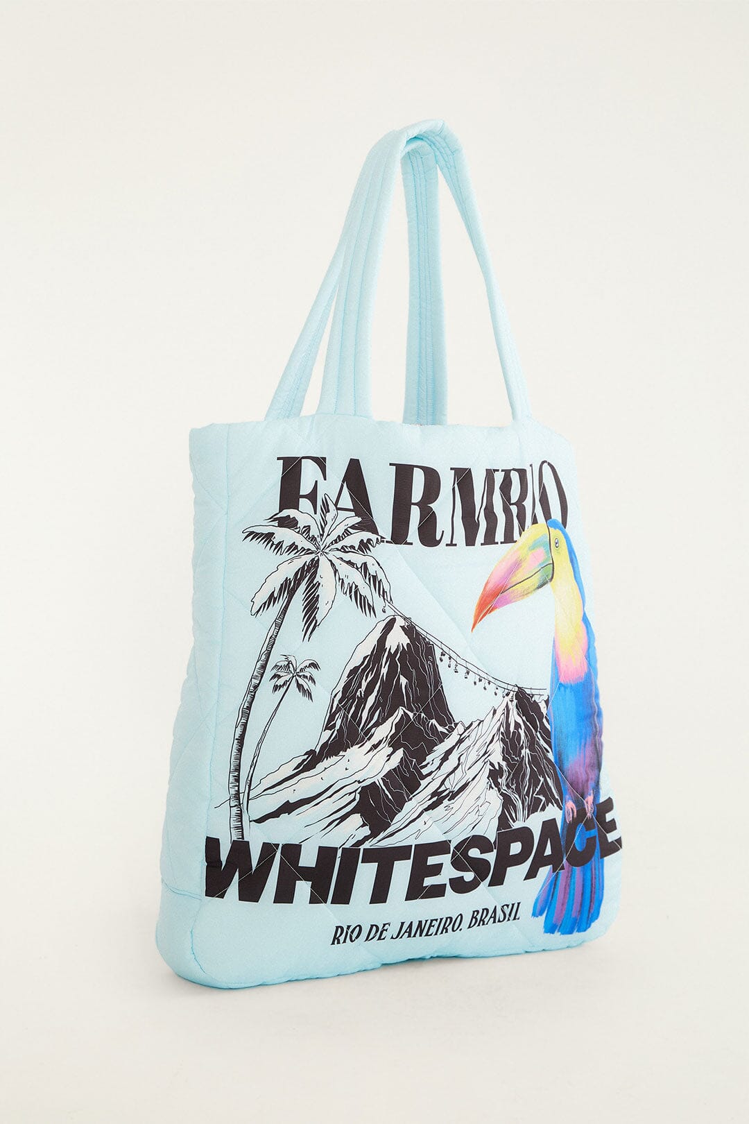 Blue Toucan Puffer Tote Bag