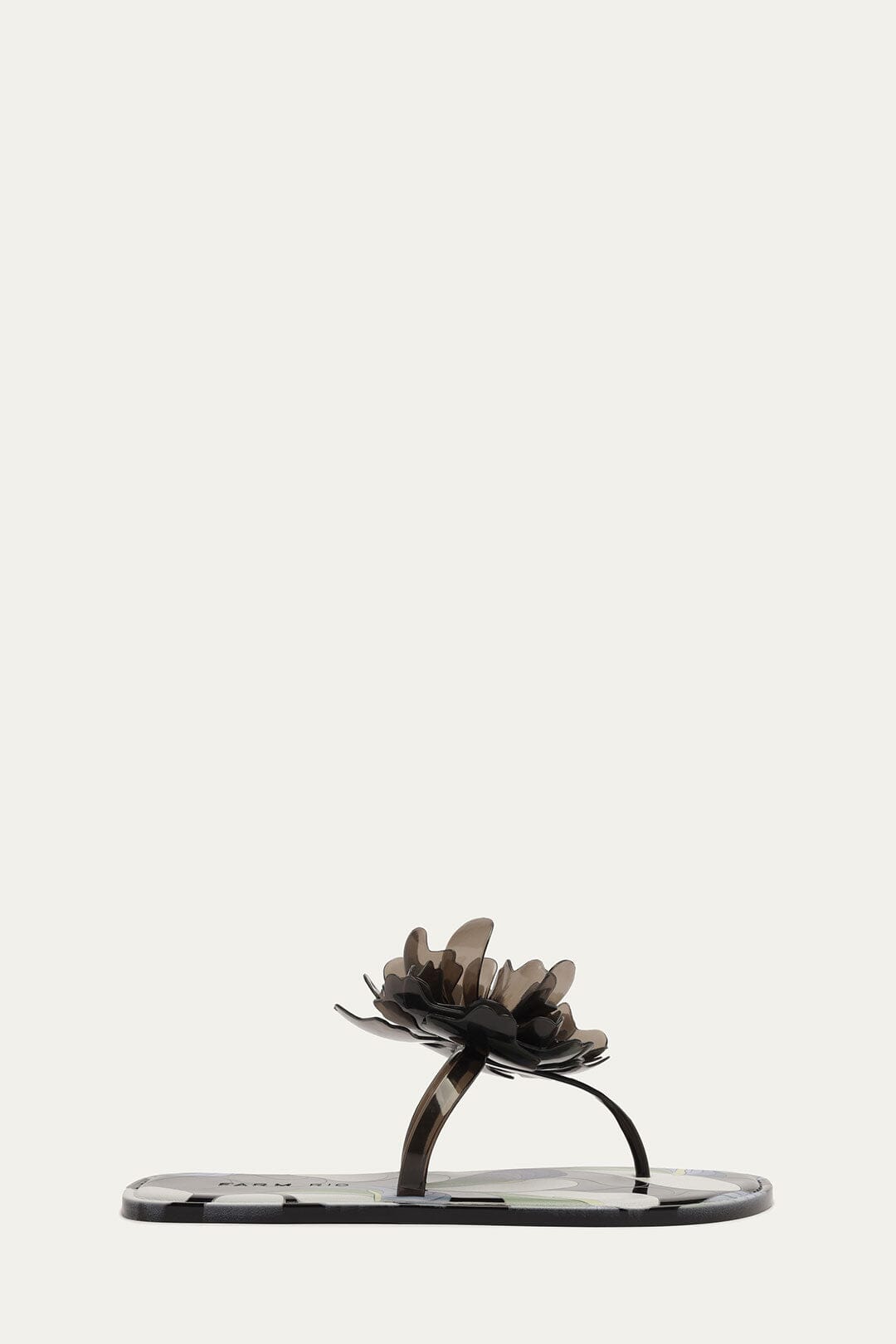 Black And White Flower Jelly Flat Sandal