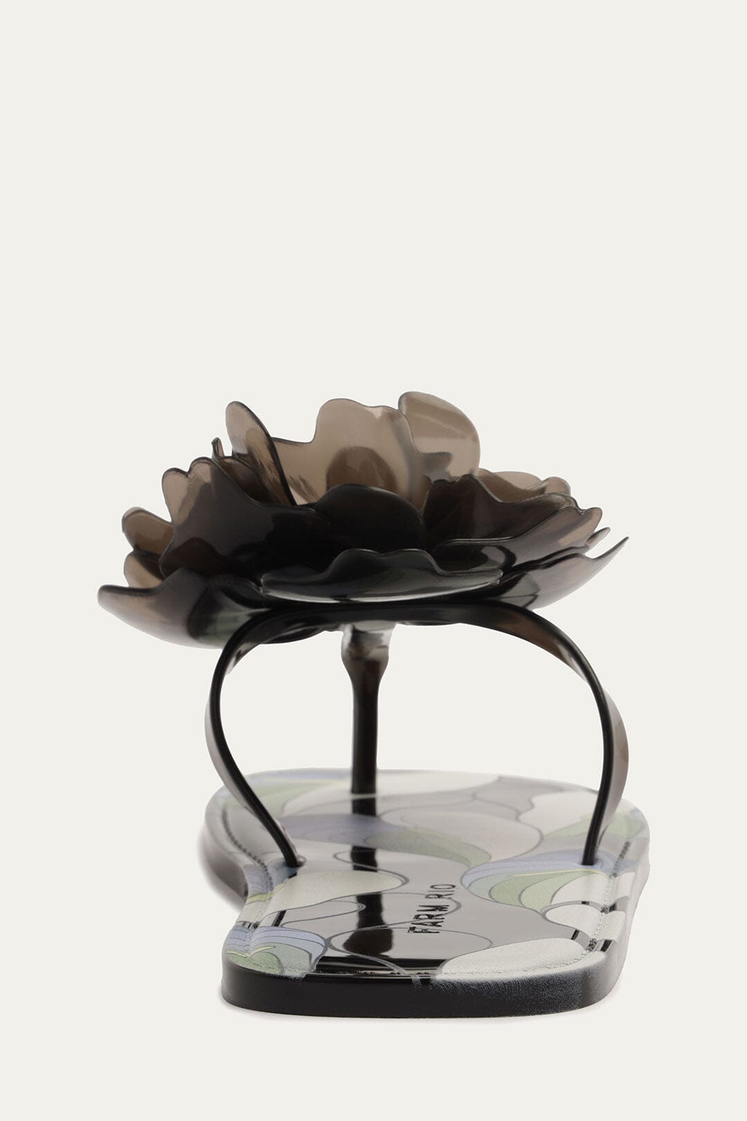 Black And White Flower Jelly Flat Sandal