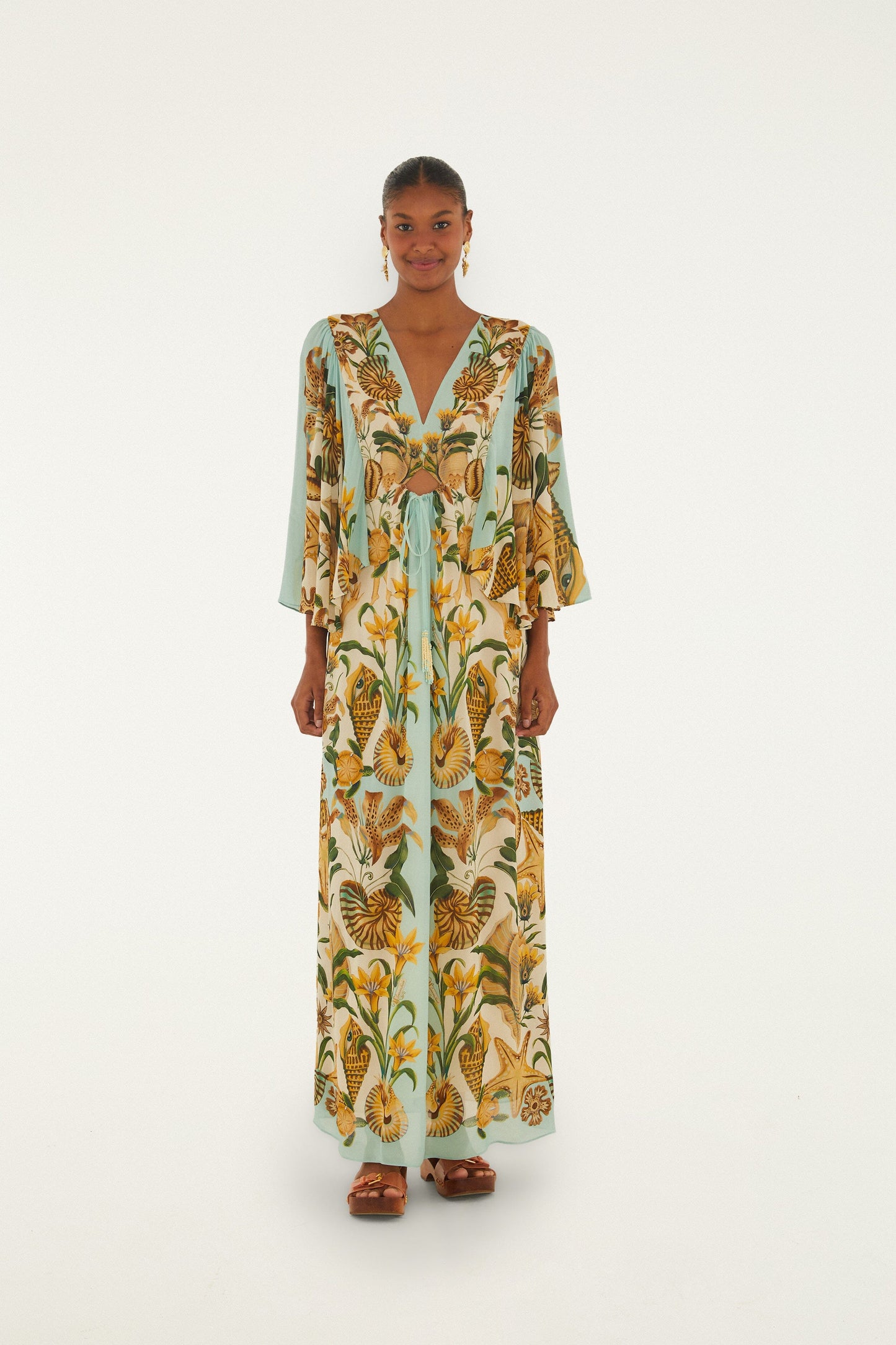farm rio sand classic nature maxi dress Farm Rio Sand Classic Nature Maxi Dress