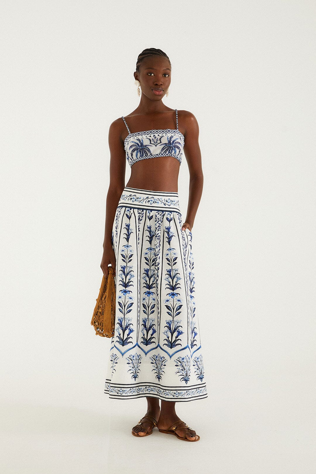 Off-White Flowers Arch Euroflax Premium Linen Maxi Skirt
