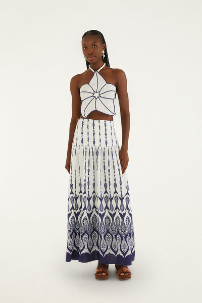 Off-White Fishes Flow Lenzing™ Ecovero™ Euroflax™ Maxi Skirt