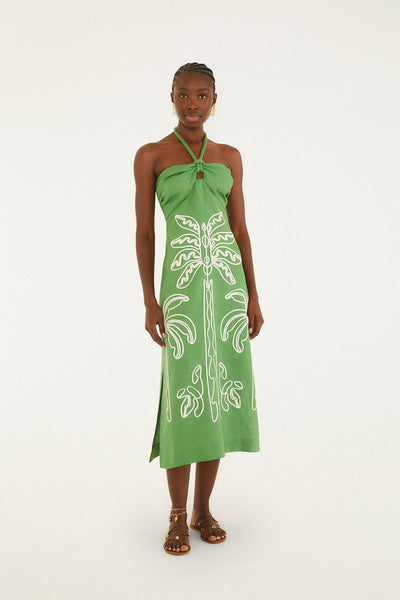 farm rio dress green Palm Tree Embroidery Midi Green / M Color:Christmas Red Teddy Bear category_promo-60 LINE DRYING Bridal dress wedding dress,emerald