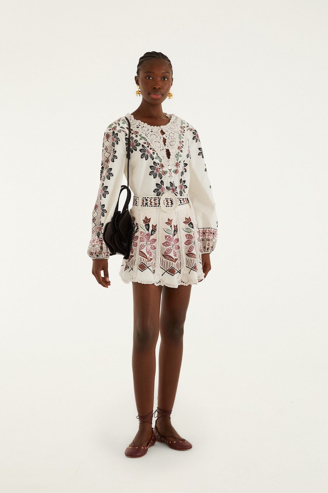 Off-White Ainika Rustic Flowers Crochet Detail Blouse | FARM Rio