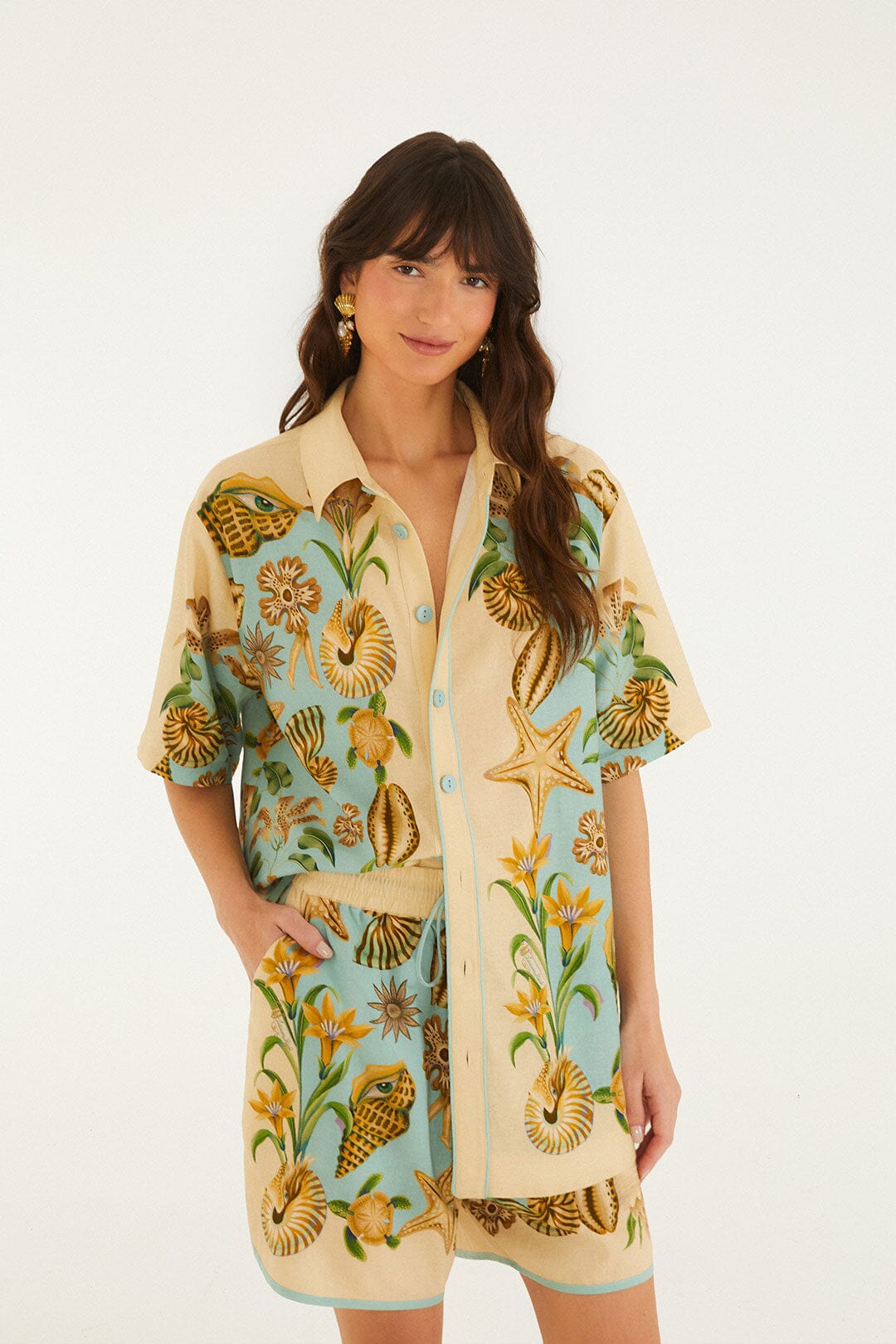Soft Blue Marine Garden Lenzing Ecovero Euroflax Shirt