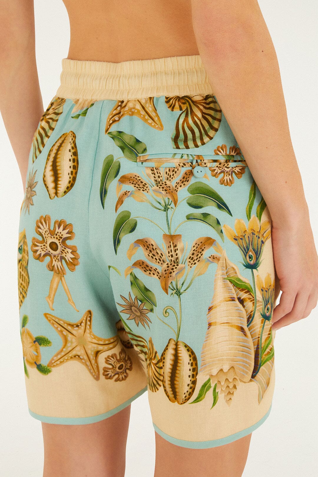 Soft Blue Marine Garden Lenzing Ecovero Euroflax Shorts