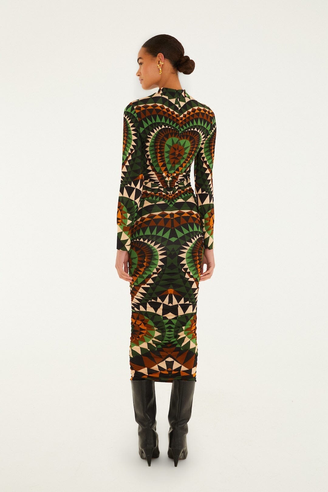 Farm Rio Heart Deco Long Sleeve Jersey Midi Dress - Heart Deco Green Farm Rio Heart Deco Long Sleeve Jersey Midi Dress - Heart Deco Green