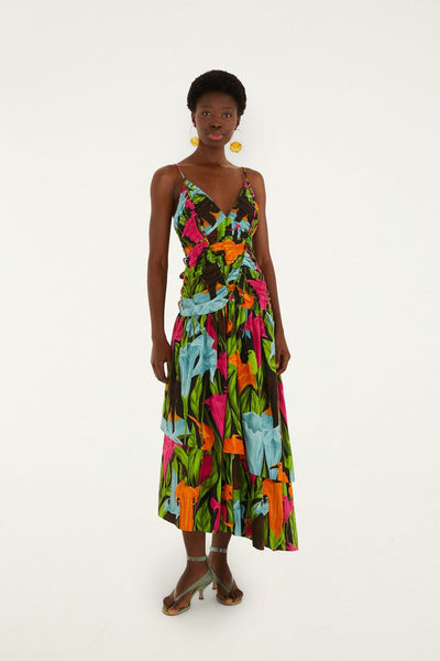 eimy istoire 限定 FLORA FRILL DRESS Black Mujeres Y Flores Lenzing™ Ecovero™ Euroflax™ Midi Dress
