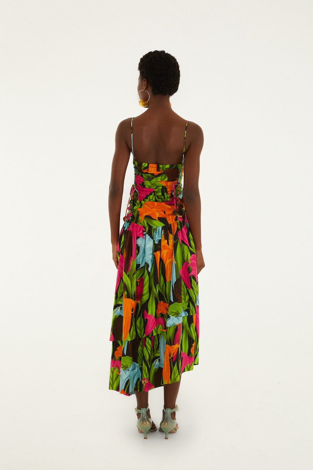Black Mujeres Y Flores Lenzing Ecovero Euroflax Midi Dress