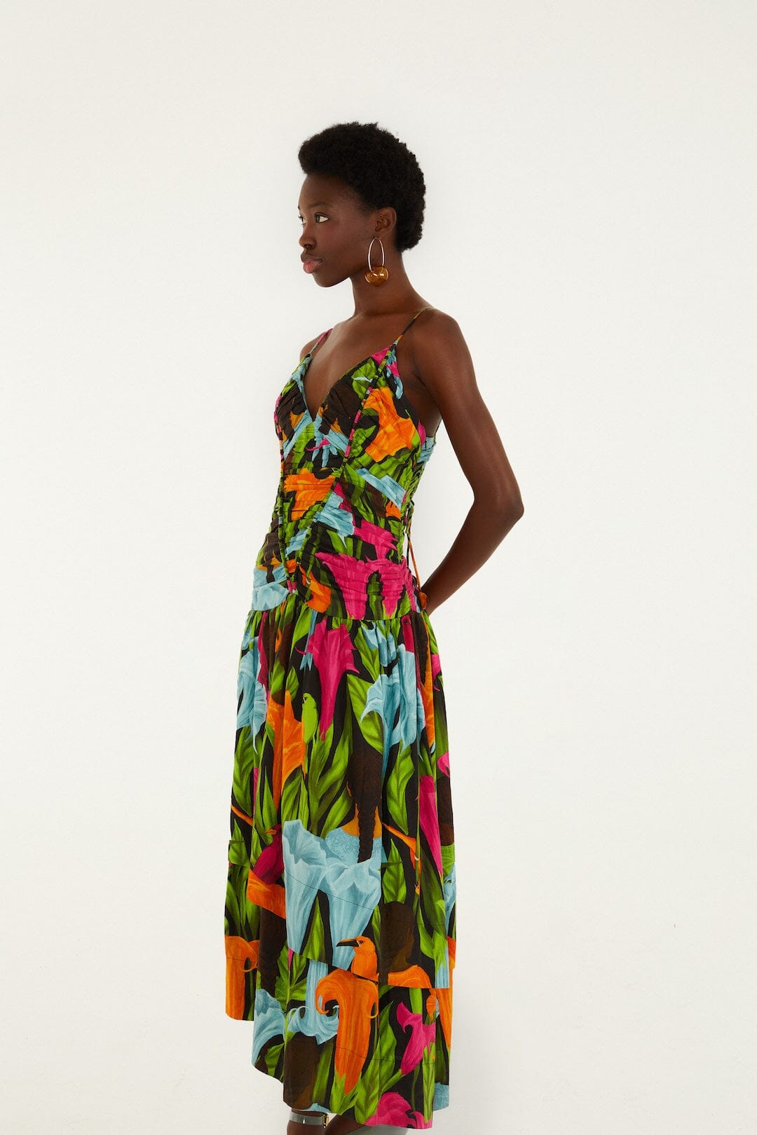 Black Mujeres Y Flores Lenzing Ecovero Euroflax Midi Dress