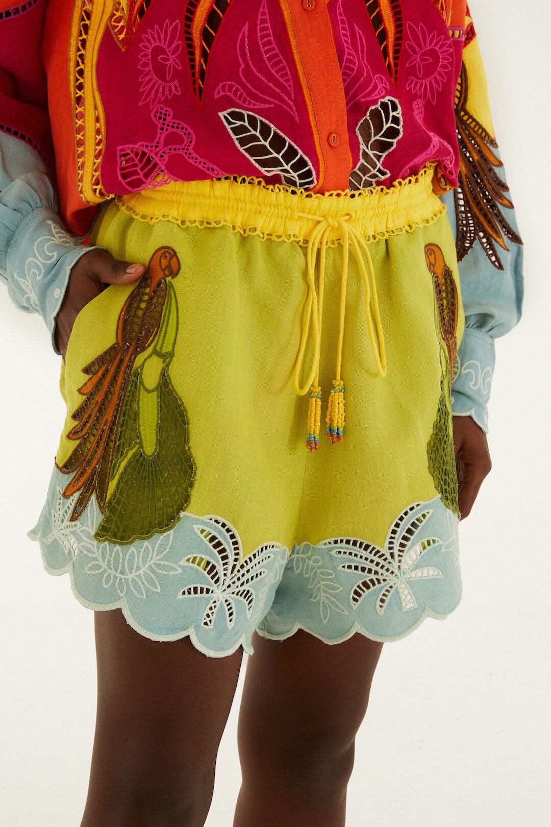 Multicolor Usiacuri Embroidered Lenzing™ Ecovero™ Euroflax