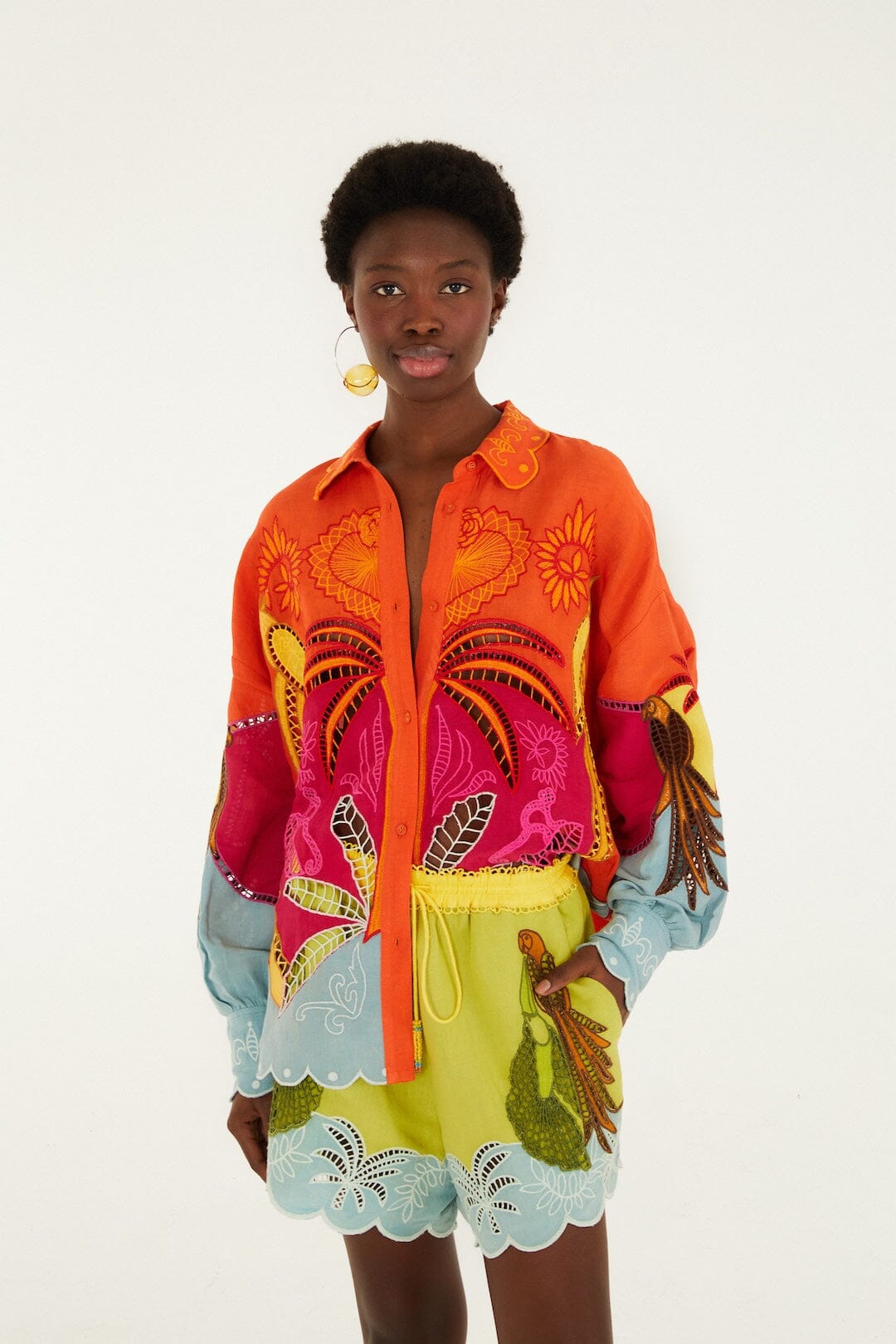Multicolor Usiacuri Embroidered Lenzing™ Ecovero™ Euroflax