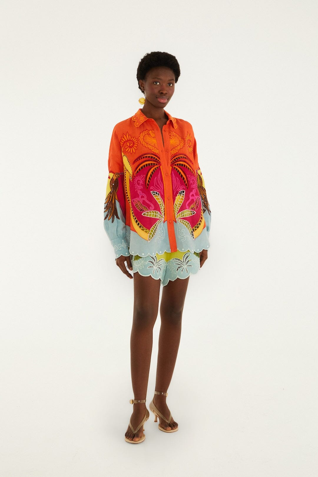 Multicolor Usiacuri Embroidered Lenzing™ Ecovero™ Euroflax