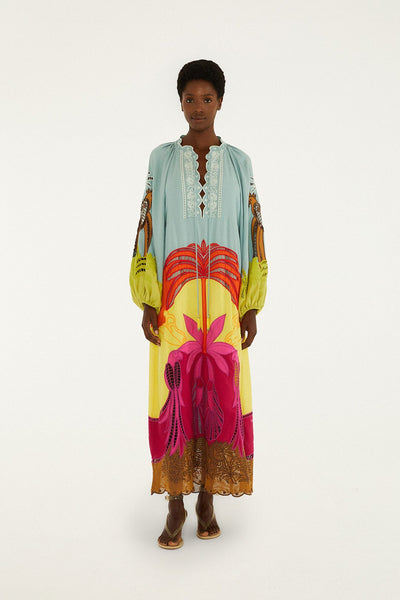 chinese dress ladies Multicolor Usiacuri Embroidered Lenzing™ Ecovero™ Euroflax™ Richelieu Maxi  Dress
