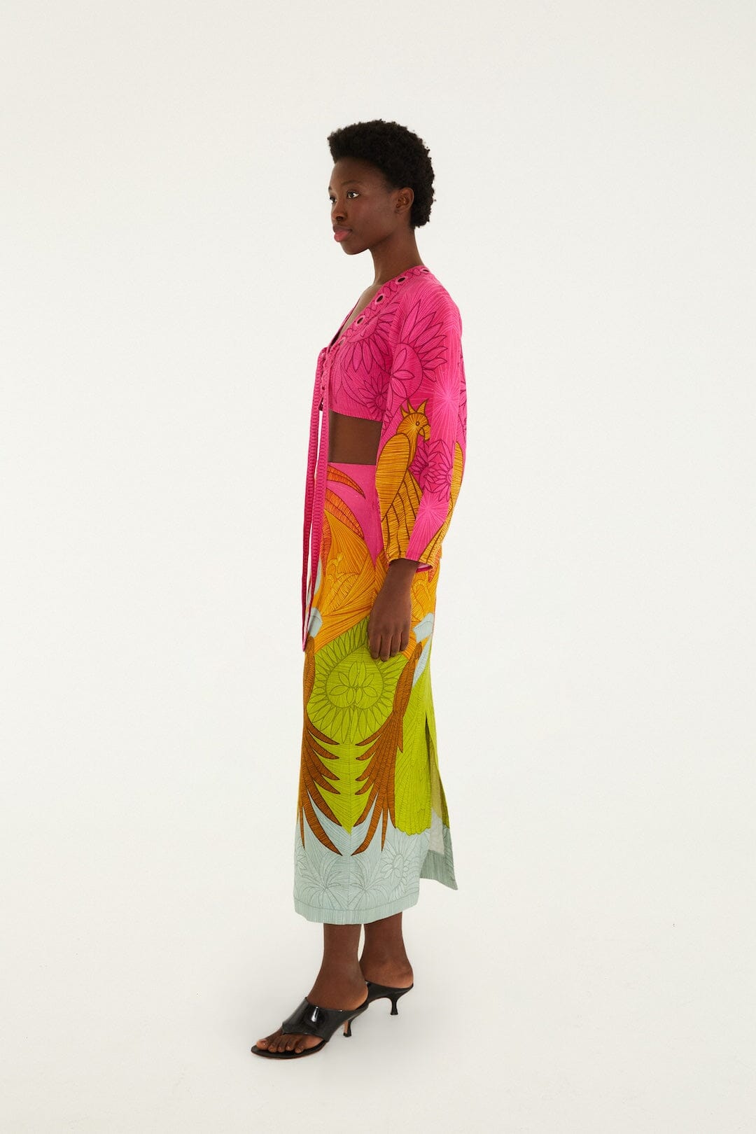 Multicolor Usiacuri Euroflax™ Premium Linen Midi Skirt | FARM Rio