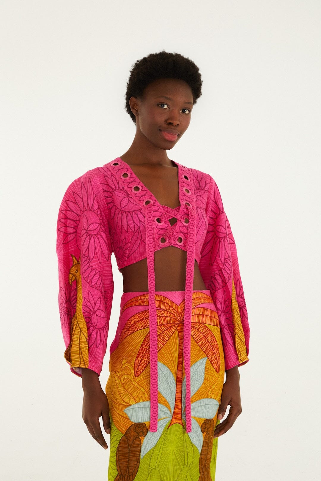 Multicolor Usiacuri Euroflax™ Premium Linen Eyelet Blouse