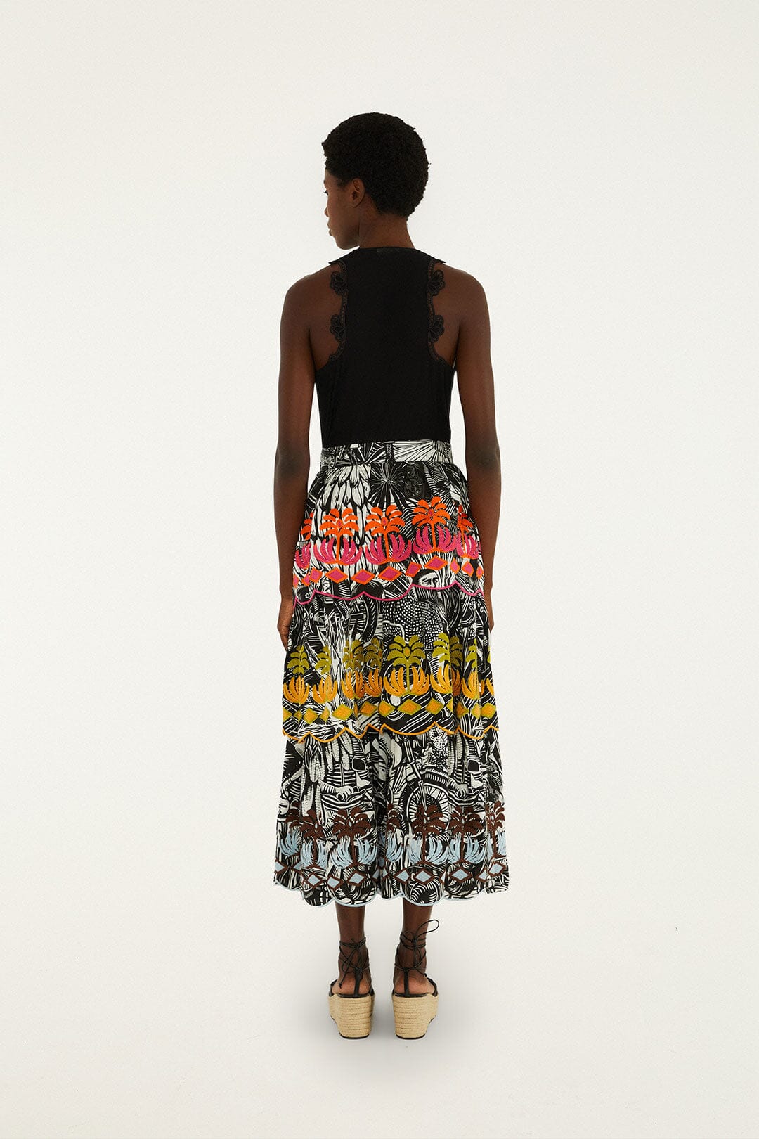 Black Ruta Layered Lenzing™ Ecovero™ Euroflax™ Maxi Skirt | FARM Rio