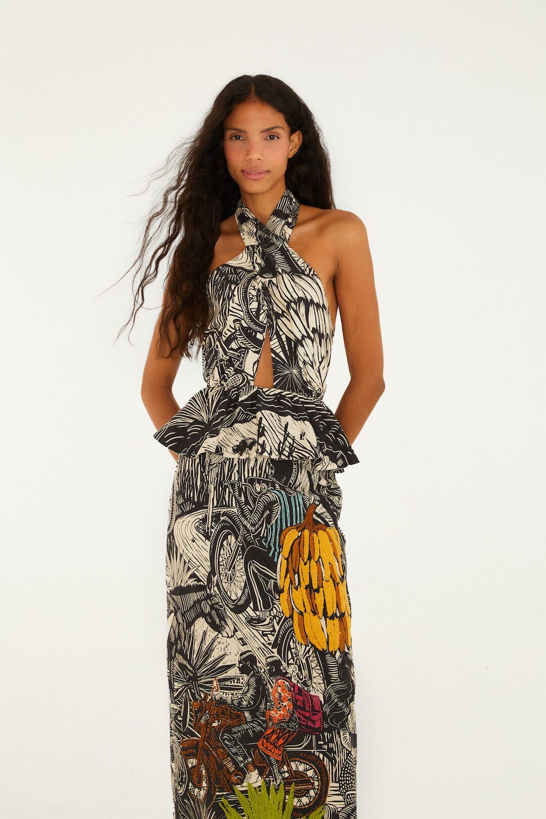 Ruta Beige Embroidered Lenzing Ecovero Euroflax Maxi Dress