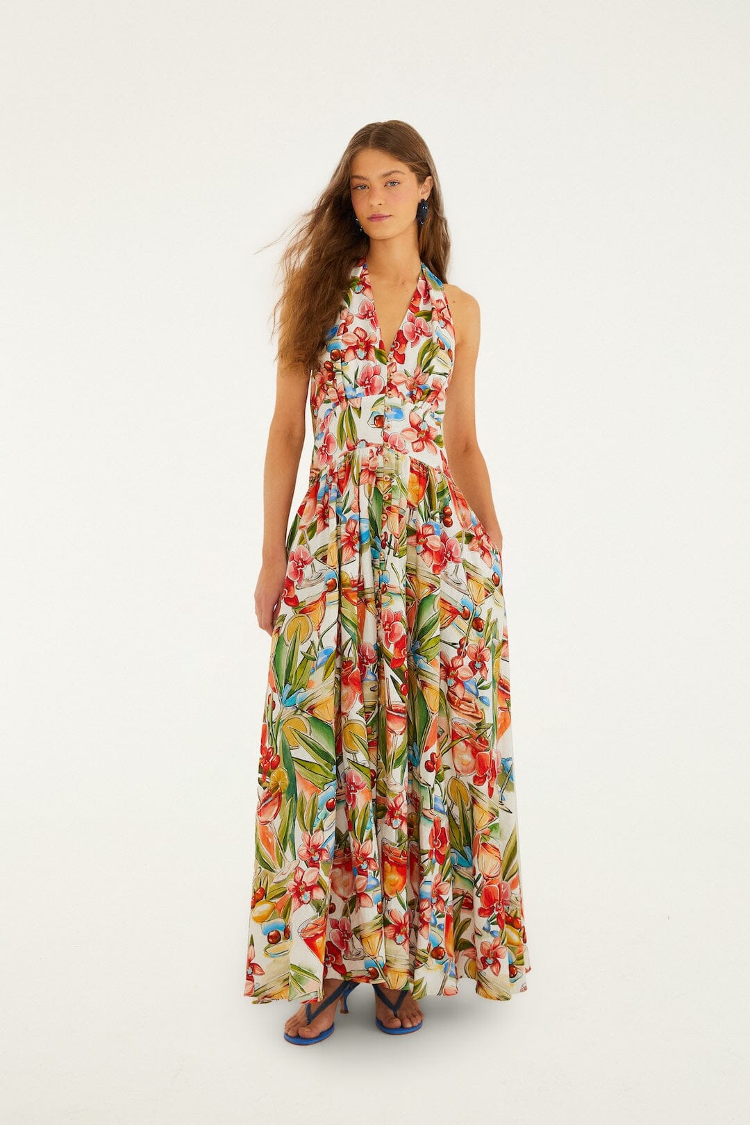 Off-White Cocktail Lenzing Ecovero Euroflax Maxi Dress