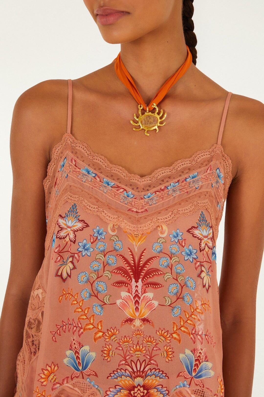 Mocha Boho Enhance Lace Blouse