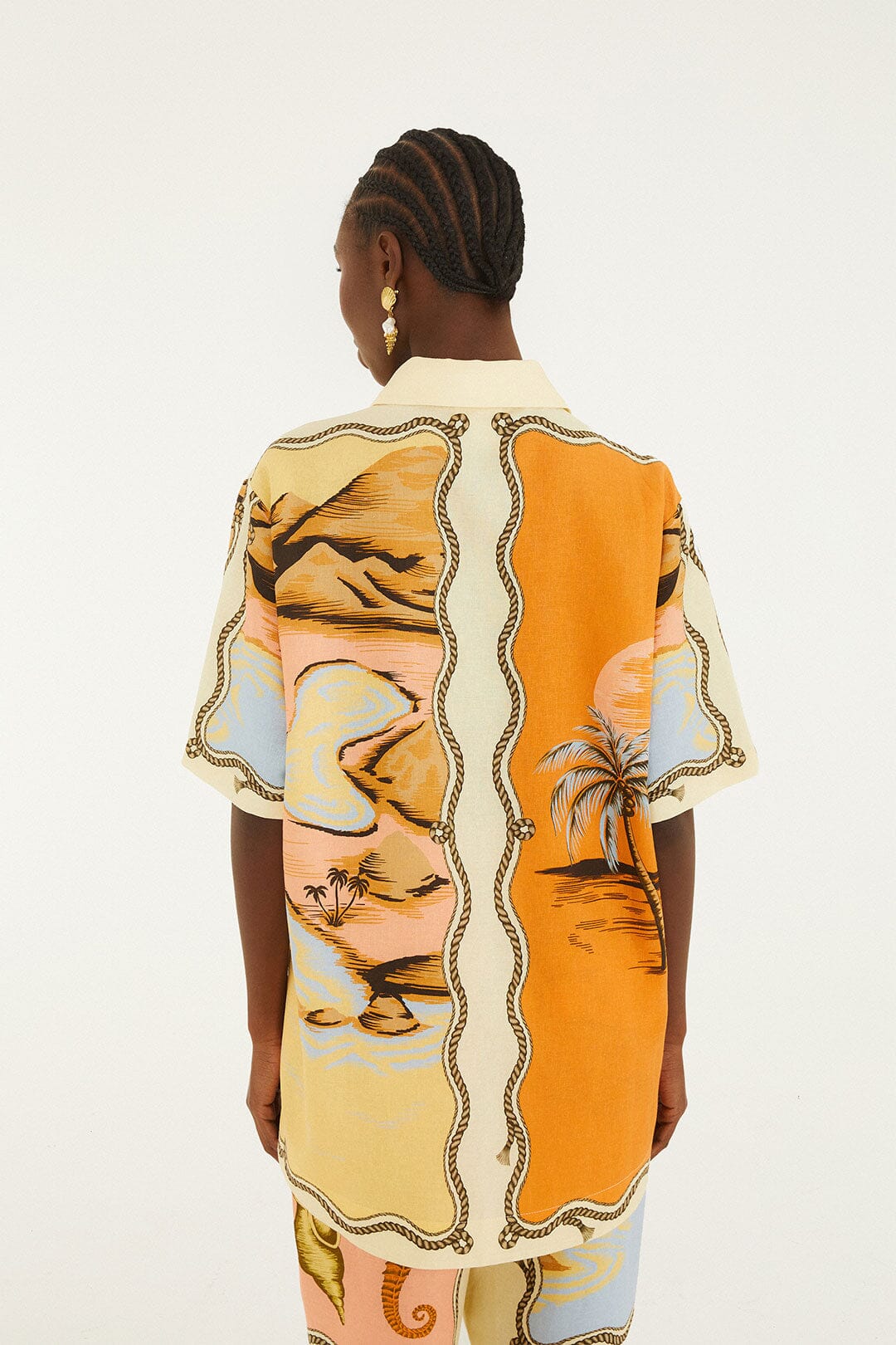 Multicolor Rio Souvenir Mixed Scarf Lenzing Ecovero Euroflax Shirt