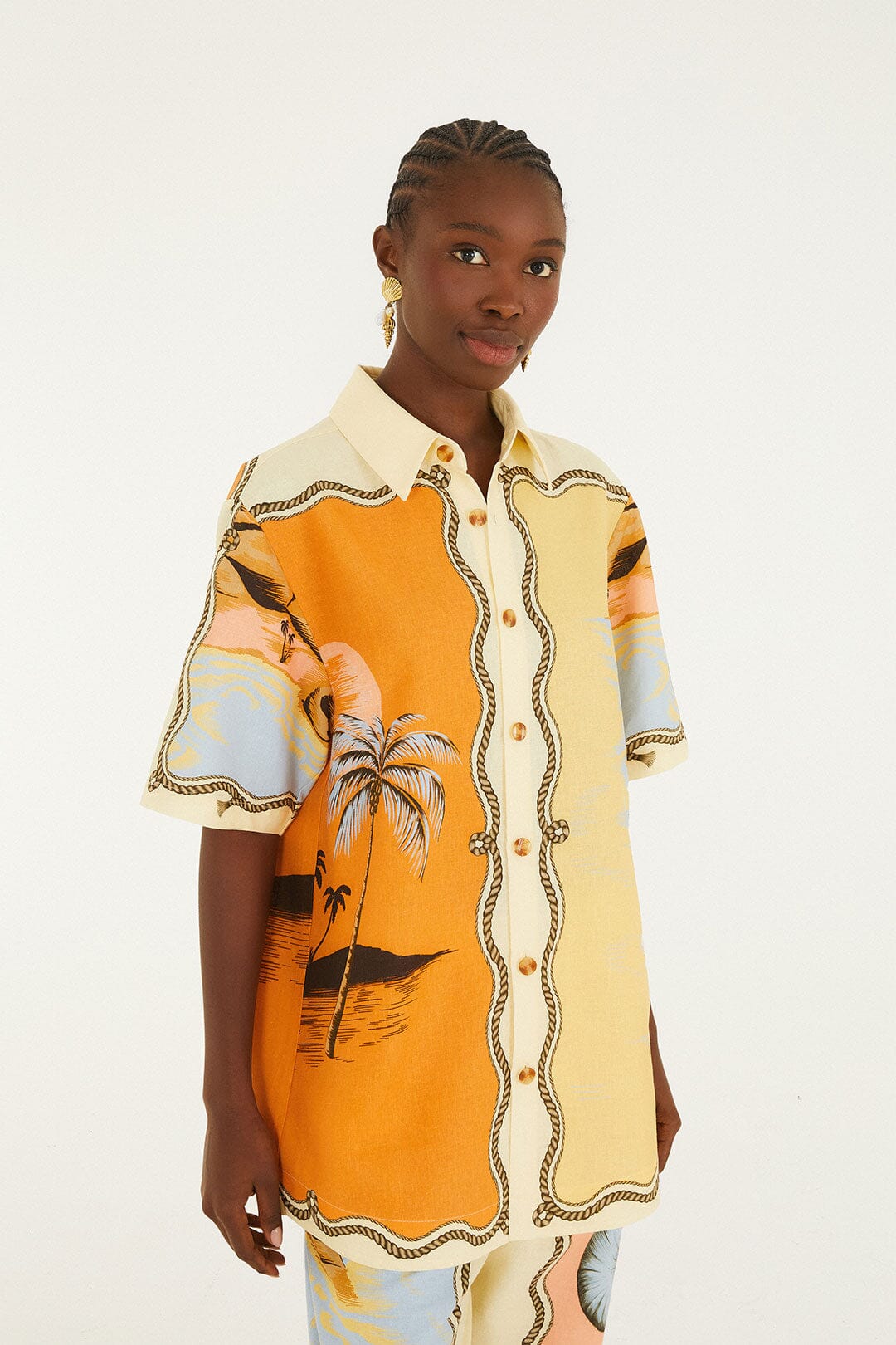 Multicolor Rio Souvenir Mixed Scarf Lenzing Ecovero Euroflax Shirt