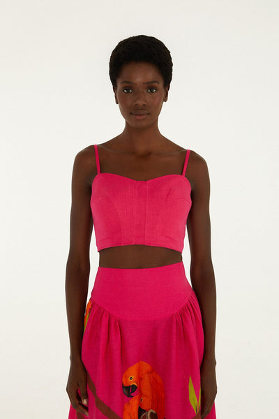 Pink Euroflax™ Premium Linen Corset Top | FARM Rio