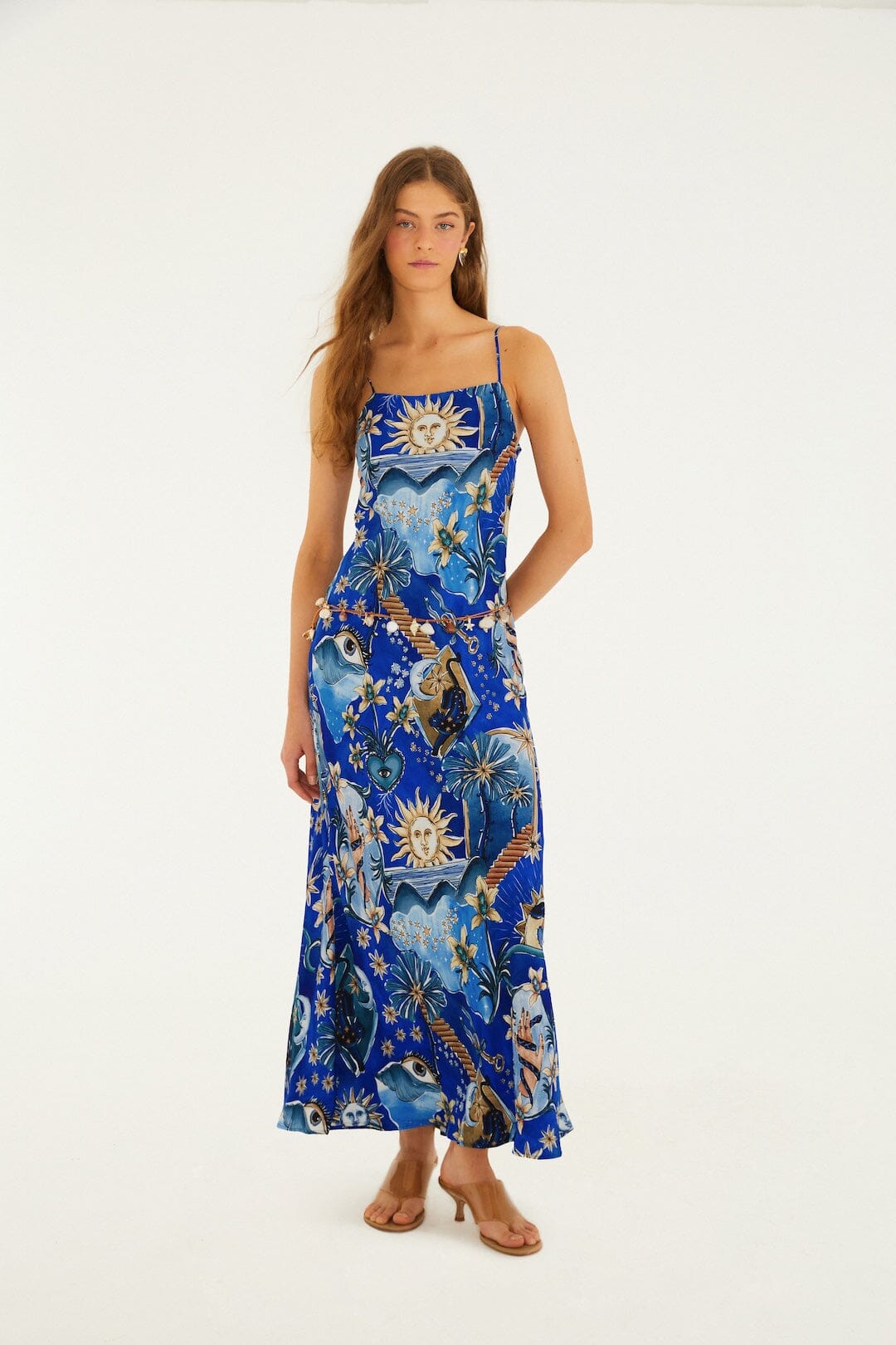 Blue Mystical Lenzing Ecovero Viscose Maxi Dress