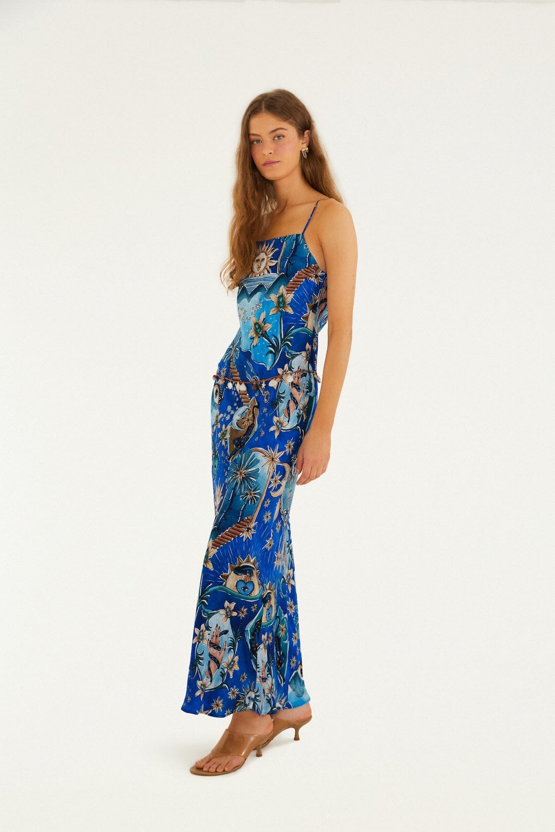 Blue Mystical Lenzing Ecovero Viscose Maxi Dress