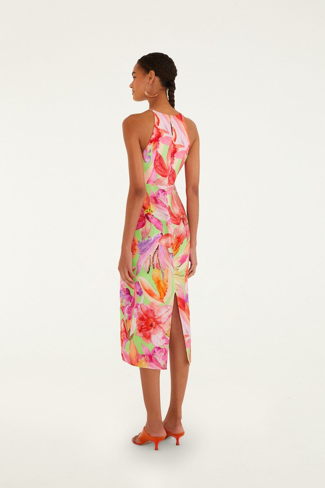 Multicolor Artsy Flora Euroflax™ Premium Linen Midi Dress | FARM Rio