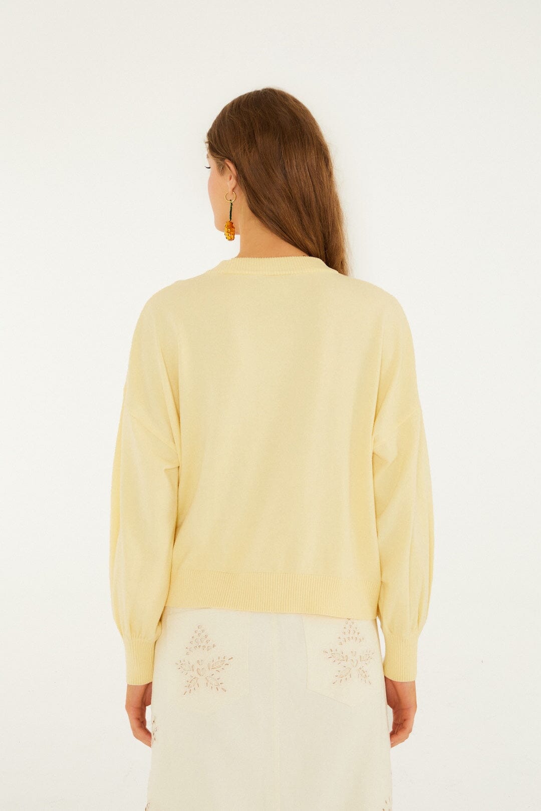Yellow Birds Bicycle Embroidered Sweater