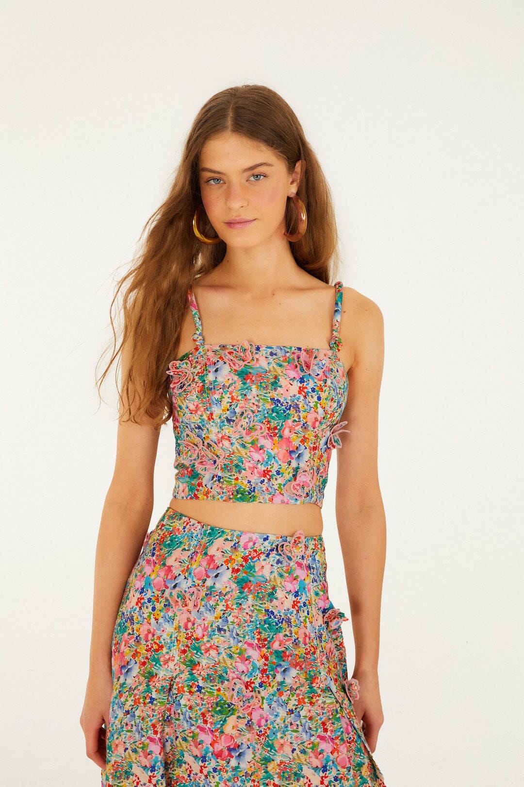 Off-White Peasant Floral Butterflies Euroflax Premium Linen Top