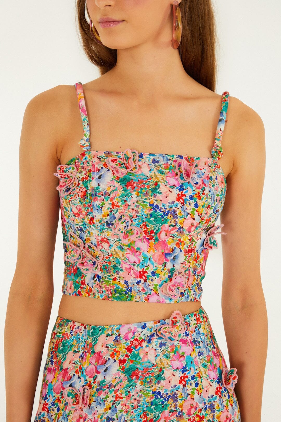 Off-White Peasant Floral Butterflies Euroflax™ Premium Linen Top