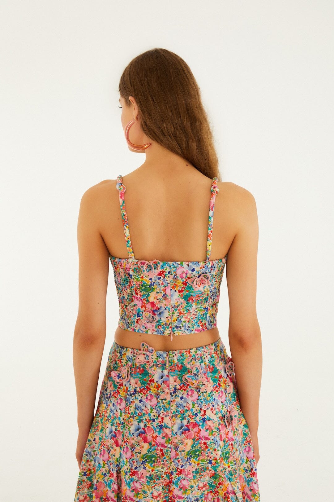 Off-White Peasant Floral Butterflies Euroflax Premium Linen Top