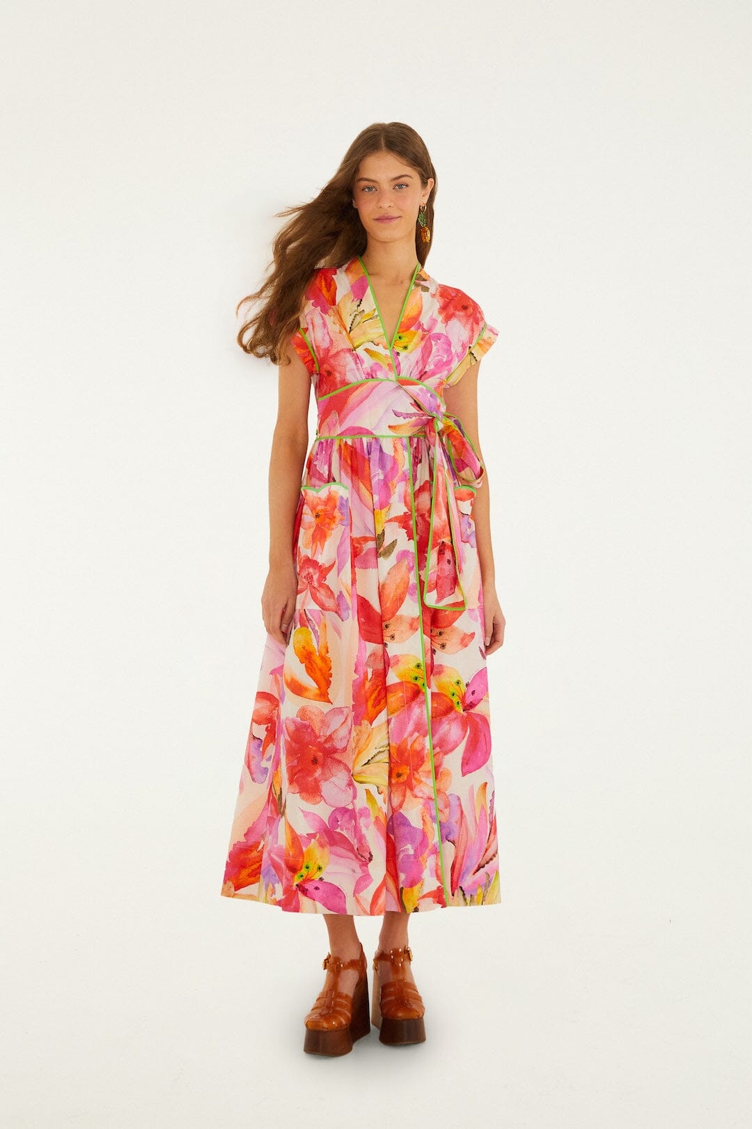 Multicolor Artsy Flora Belted Maxi Dress